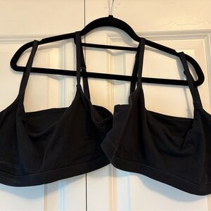 Quince Black Cotton bralettes